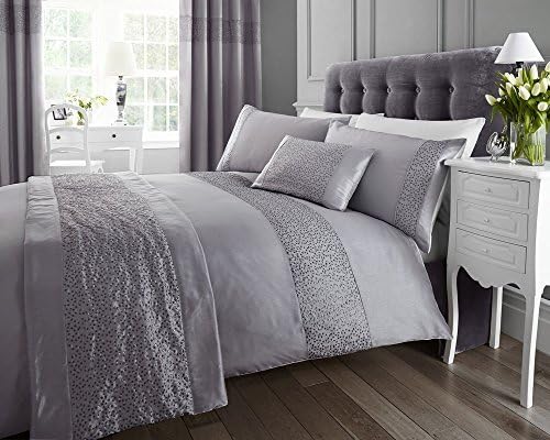 SUPERKING SIZE duvet sets - Mauve sequin & faux silk quilt cover & pillow cases (Superking Duvet Set (no curtain)) by Eleanor James
