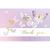Gooji 4x6 Purple Butterfly Thank You Cards Multipack with Envelopes Bulk 20-Pack Peel-and-Seal Envelopes, Birthday Party, Baby Shower, Bridal Shower, Weddings, Small Business