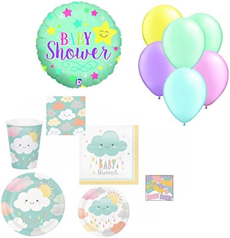 Bombay Bongo Baby Shower Party Supplies Decorations for 16 - Gender Neutral Plates Napkins Cups Balloons Confetti Bundle of 88 Items