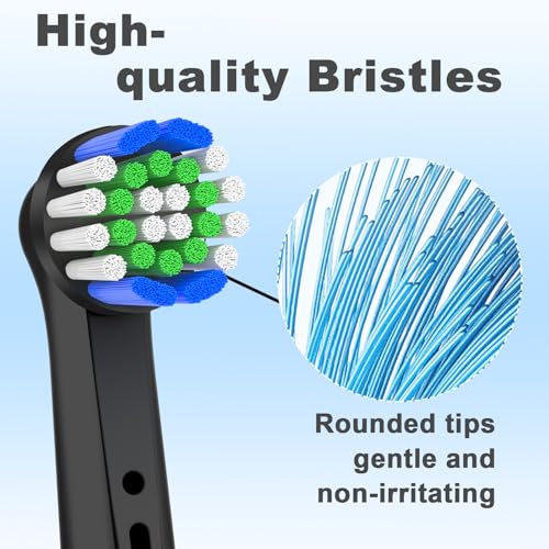 12 Pack Toothbrush Heads Compatible with Oral B Braun, Brush Heads Compatible with Oral B Vitality Pro/Smart/Genius/Pro 1 Series Electric Toothbrushes (Black)
