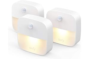 eufy by Anker, Stick-On Night Light, Warm White LED, Motion Sensor, Bedroom, Bathroom, Kitchen, Hallway, Stairs, Energy Efficient, Compact, 3-Pack