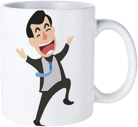 Amazon Co Jp 幸せなオフィスワーカーマグカップ おしゃれ セラミック コーヒーマグ 創意コップ かわいい ティーカップ 330ml ホーム キッチン