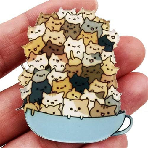 Cartoon Cat Acrylic Brooch for Women Clothes Badge Icons Brooches Pins