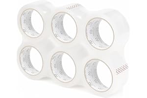 ROSEUP 6 Rolls Clear Packing Tape, Heavy Duty Packaging Tape Designed for Moving Boxes, Shipping, Office, 2.4Mil 1.88 Inch x 55 Yards