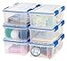 IRIS USA WSB-SS ZIPLOC CLR/Blue 6PC Set 1PK [E] Storage Bin, 16 Quart, Clear