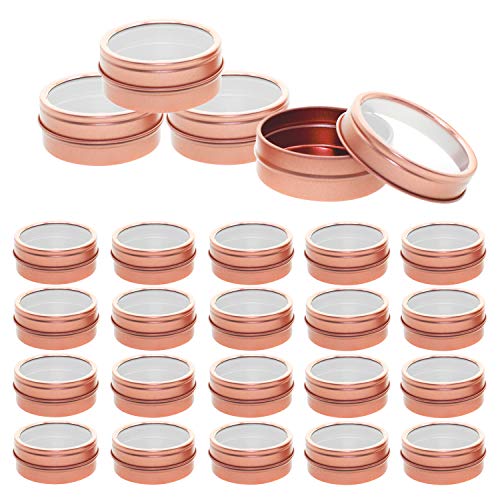 Mimi Pack 24 Pack Tins 2 oz Shallow Round Tins with Clear Window Lids