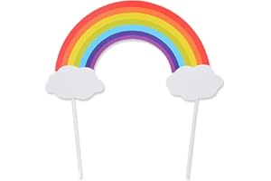 Flairs New York Happy Birthday Decorations Cake Toppers Party Props (Pack of 1 Cake Topper, Rainbow and Clouds)