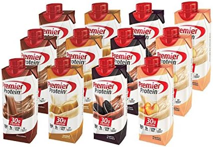Premier Protein High Protein Shake, Chocolate, Caramel, Cookies & Cream, Peaches & Cream (11 fl. oz., 12 pack)