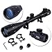 Ohuhu Hunting Rifle Scope, 6-24x50 AOE Red Green Illuminated Reticle Tactical Mil Dot Gun Sight with Free Mounts, Black