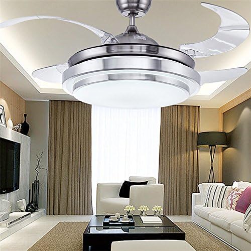 COLORLED The Low Profile Ceiling Fan of Intelligent Timing Function -36 inch Fan Chandelier with LED Lights-for Indoor,Outdoor,Living Room,Dining Room,Bedroom-Chorme