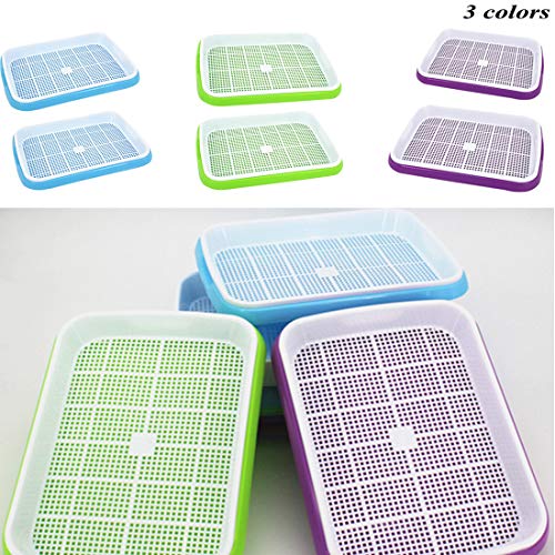 RuiyiF Seed Sprouter Tray, 2 Set Seed Germination Trays with Water Tray, Wheatgrass Tray/Bean Sprout Grower (Green + White)
