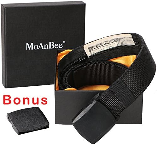 Men Travel Money Nylon Belt Security Hidden Zipper Wallet Pocket Belt Plastic Buckle