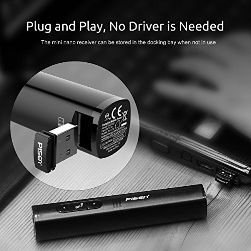 Pisen-Wireless-Presenter-Rechargeable-RF-24GHz-Remote-Pointer-Presentation-Clicker-USB-Remote-Control-Flip-Pen-for-PPT-Powerpoint-Slideshow-2500mAh-Portable-Power-Bank