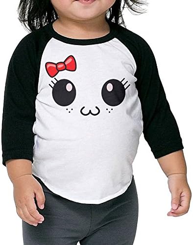 Saroyan Cute Kawaii Face Toddler Raglan T-Shirts Baseball Tee 3/4 Sleeve 3 Toddler