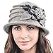 Women's Elegant Flower Wool Cloche Bucket Ridgy Bowler Hat 09-co20