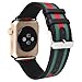 MORTREE Nylon and Leather Band for Apple Watch Series 3 Series 4 Bands,Woven Nylon Replacement Band with Top Layer Genuine Leather Wrist Band for Iwatch Series 4/3/2/1(Green and Red in Black 38mm)