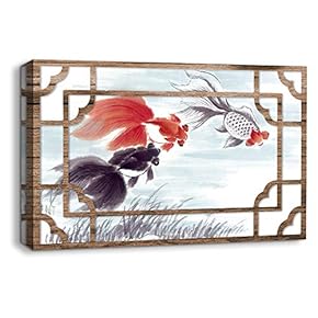 Canvas Wall Art Traditional Chinese Windows View Painting Artwork for Home Prints Framed - 12x18 inches