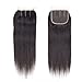 Ossilee Straight Hair Bundles with Closure Brazilian Virgin Hair Three Part Lace Closure with Bundles 8a Straight Hair with Closure (16 18 20+14 Three Part Closure, Natural Color)
