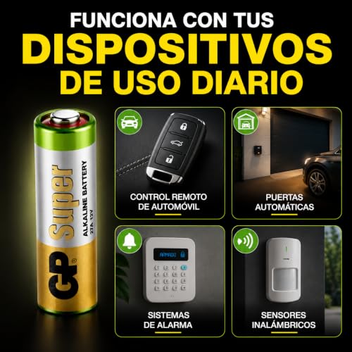 GP Pilas 27A Super - Lote de 5 | Pilas Alcalina 27 MN27 12V | Energía Duradera, Rendimiento Excepcional