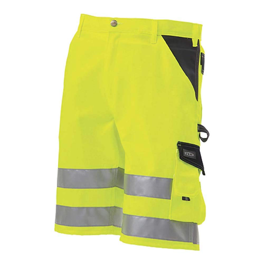 J.A.K. 1110947080 Series 11109 70% Polyester/30% Cotton Shorts, EN 20471, Class 1, Yellow/Navy, 46 (32) Size