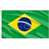 AhfuLife Brazil Flag 3x5 Ft, Large Brazilian Flags for Outside - Double Side with Brass Eyelets for Olympic Party Decorations, Soccer Party Decoration Bar Garden Street Decoration Indoor Outdoor