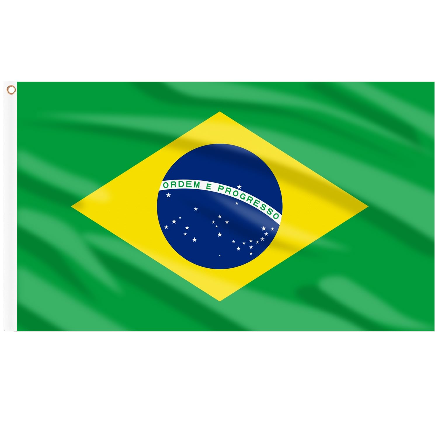 AhfuLife Brazil Flag 5ft x 3ft for Party Decorations, 2Pcs Large Brazilian Flags Double Side with Brass Eyelets for World Cup Football National Day Garden Street Party Decorations — image 1