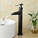 Senlesen Waterfall Spout Oil Rubbed Bronze Single Handle Bathroom Sink Vessel Faucet Basin Mixer Tap, ORB Lavatory Faucets Tall Body