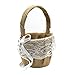 DGQ Burlap Flower Basket Vintage Retro Lace Bow Wedding Flower Girl Basket for Wedding Ceremony Party