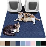 Gorilla Grip Original Premium Durable Multiple Cat Litter Mat, 47x35, XL Jumbo, No Phthalate, Water Resistant, Traps Litter from Box and Cats, Scatter Control, Mats Soft on Kitty Paws, Navy