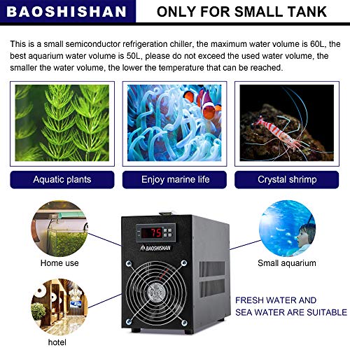 BAOSHISHAN 50L Aquarium Chiller 13gal Small Fish Tank Chiller Electronic Refrigeration with