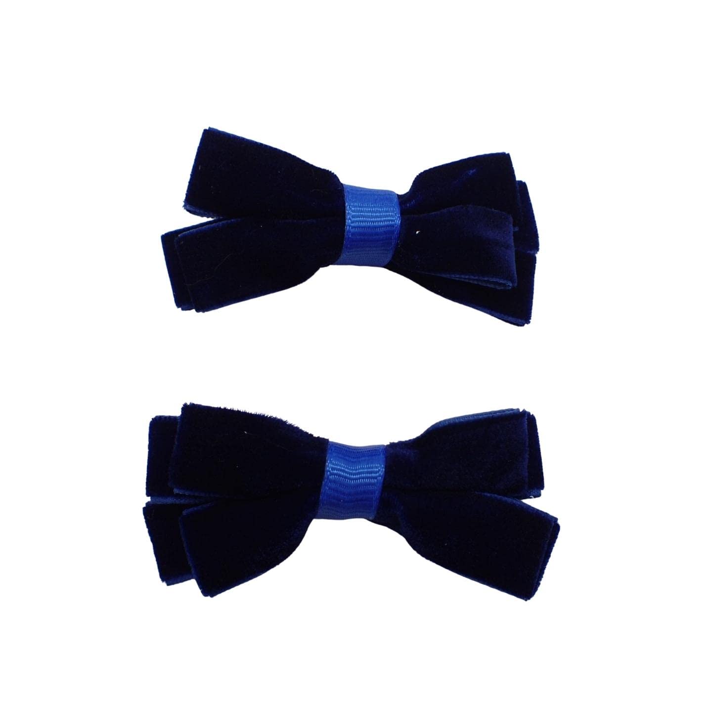Topkids Accessories 2pc Back to School Velvet Hair Bows Set Stylish Girls Clip-In Hair Bow Accessories Hair Clips School Uniform Hair Slide Girls, Kids, Children (Velvet Royal Blue)