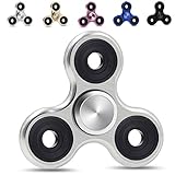 Fidget Spinner Hand Toy The Anti-Anxiety 360 Metal Aluminum alloy Triangle EDC Tri-Spinner for ADD ADHD Kids/Adult Funny Anti Stress 02Silvery