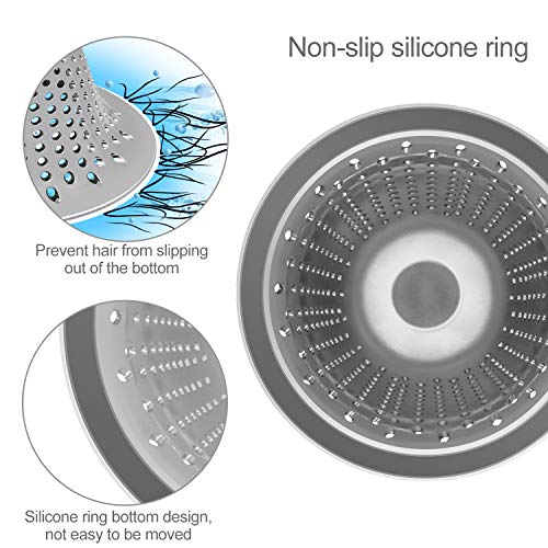 LEKEYE Drain Hair Catcher/Bathtub Shower Drain Cover/Stainless Steel Drain Protector/Shower Drain Hair Trap-Silver - Thumbnail 4