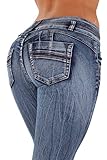 Style SF7-95159S – Colombian Design, Butt Lift, Levanta Cola, Skinny Jeans in Washed Blue Size 7