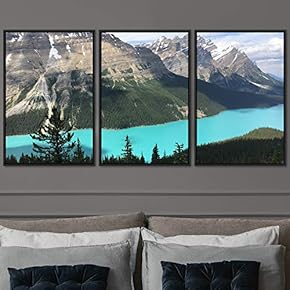 signwin 3 Piece Framed Canvas Wall Art Lake...