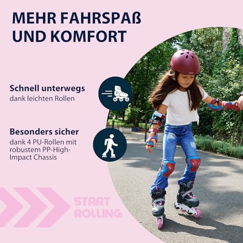 Inline Skates Mia - Magnolia - Inliner für Kinder/Jugendliche & Erwachsene in Größe 37-40 - Inlineskates bis zu 4 Größen verstellbar - Bequeme & stilvolle Rollerskates
