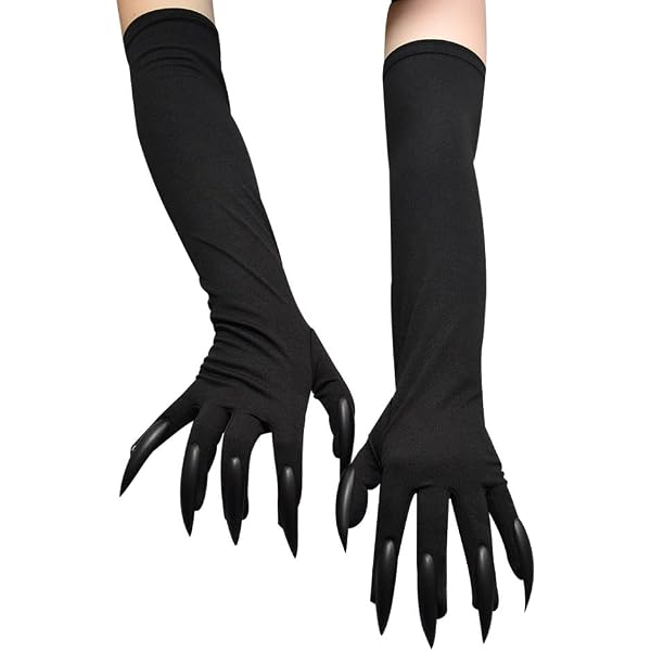 Mitaines Griffes Halloween - Longues, Jusqu'au Coude, Ongles Pointus - Pour Cosplay, Déguisement - Matière Polyester