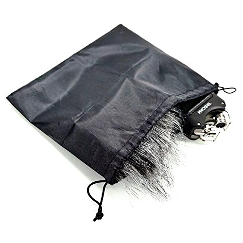 CamDesign Furry Microphone Windscreen Wind Muff for Portable Digital audio Recorders up to 10cm X 14cm(W x D) fits Zoom H4n, H5, H6, Tascam DR-40, DR-05, DR-07, Roland R-05, Olympus LS-100 & carry bag