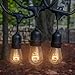 Outdoor String Lights 48 Ft, Commercial Grade Outdoor Light Strand with Hanging Sockets - Weatherproof Strand for Patio Garden Porch Backyard Party Deck Yard, 15 light bulbs included – Black