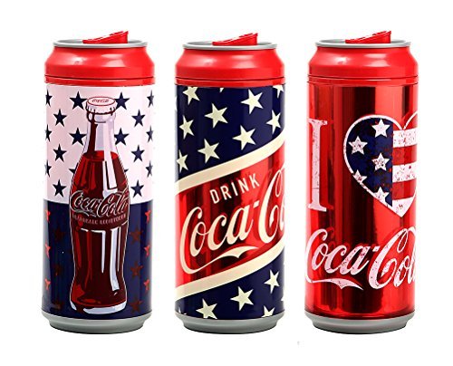 Cool Gear Coca-Cola American Summer Graphics, 16 Ounce Insulated Can Chiller Mug Set of 3, American Flag, American Heart and American Stars