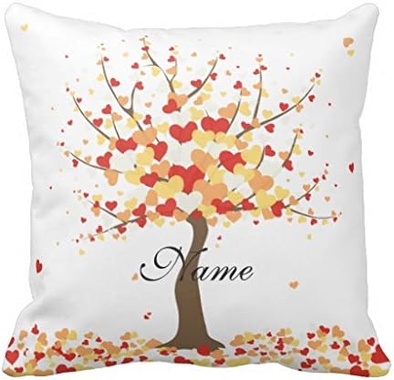 Tree of Hearts Cushion Pillow Cover Fall or Autumn Pillowcase Zippered Pillow Sham 18 x 18"