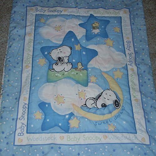 RARE! Peanuts SLEEPYTIME BABY SNOOPY Crib Quilt