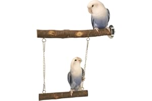 XUNGIETO Bird Swing, Natural Wooden Parrot Cage Toys Bird Perch Stand for Parakeets Cockatoos Conures Lovebirds Bird Cage Accessories