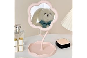 Floral Desktop Makeup Mirror - Creative High-Appearance Vanity Mirror for Dorm & Bedroom, Tabletop Decorative (Pink)