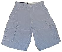 PoloRalph Lauren Mens Gellar Fatigue Cargo Shorts, Blue/White Striped, 30