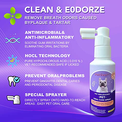 Pet Clean Teeth Spray, Pet Clean Teeth Cleaning Spray for Dogs & Cats, Pet Clean Oral Spray, Fresh Breath for Pet, Targets Tartar & Plaque, Eliminate Bad Breath, 100% Safe Healthy Ingredients (2PCS)