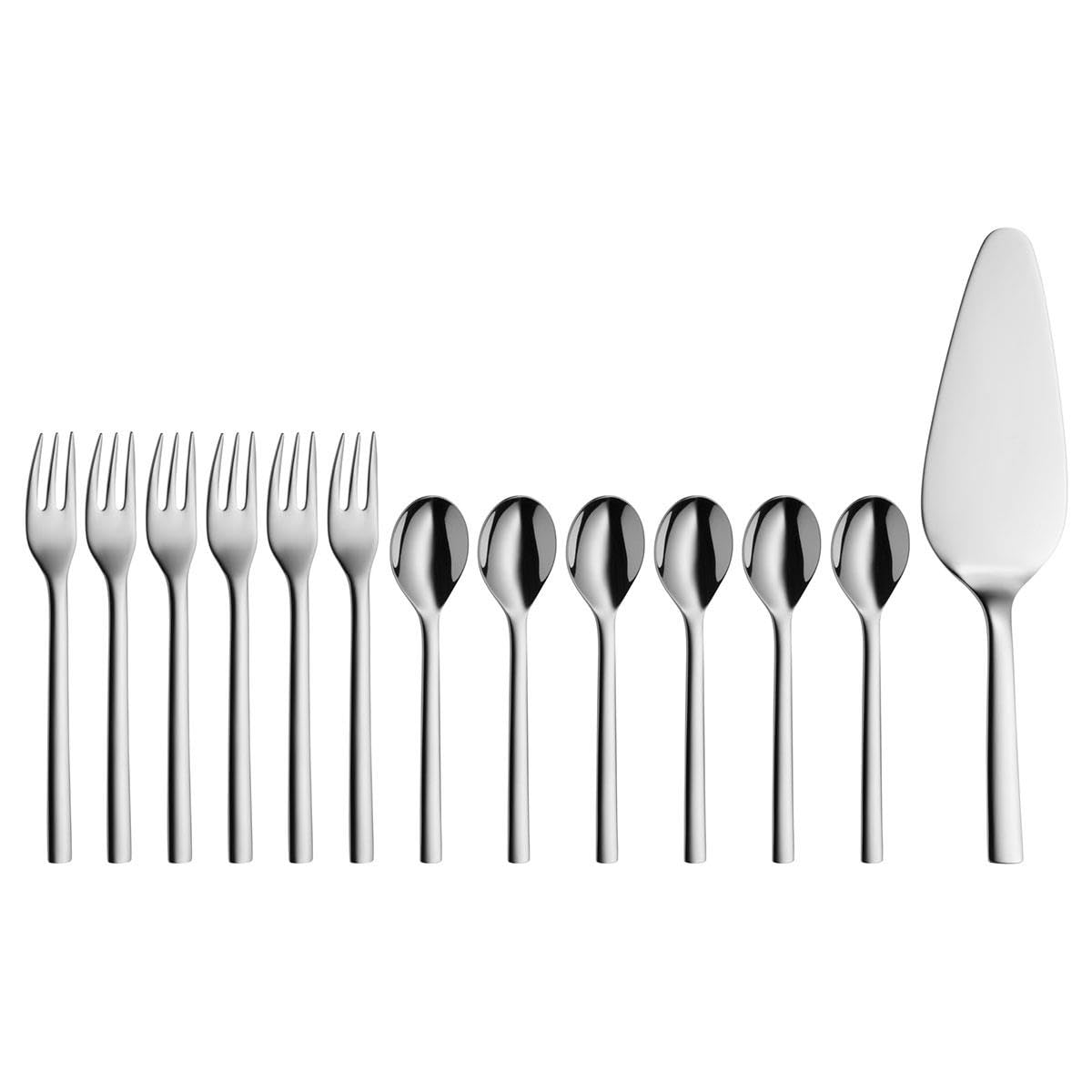 WMF 1291376040 Fruit Knife and Fork Set of 13 for 6 People Nuova Cromargan Stainless Steel Polished Silver 25.3 x 12.5 x 3 cm