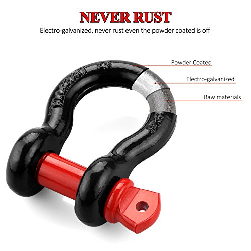 LIBERRWAY Shackles 3/4 (2 PACK) D ring Shackle Rugged Off Road Shackles 28.5 Ton (57,000 lbs