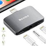 iPhone X 10 8 7 Plus Adapter [3-In-1] Benks Dual lightning and 3.5mm Earphone Jack adapter splitter [Support iOS 11] Cable Adapter for iPhone X 10 8 7 Plus (Music + Charge + Call + Volume Adjustment)