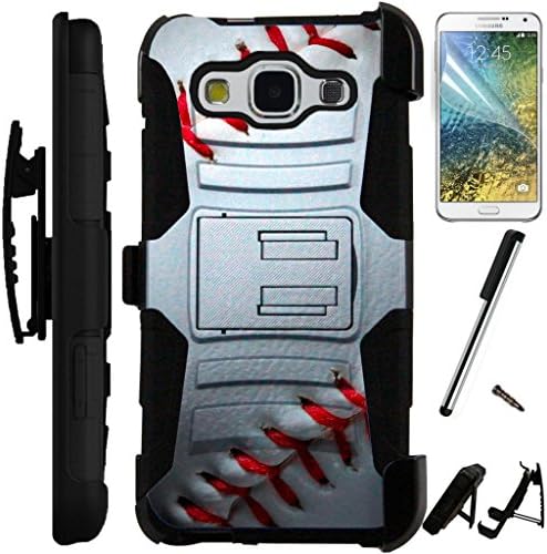 For Samsung Galaxy A5 2nd Generation (2016) A510F Armor Hybrid Case Silicone Cover Kick Stand LuxGuard Holster+[WORLD ACC LCD Screen Protector+Stylus+Dust Cap (Baseball/Black)